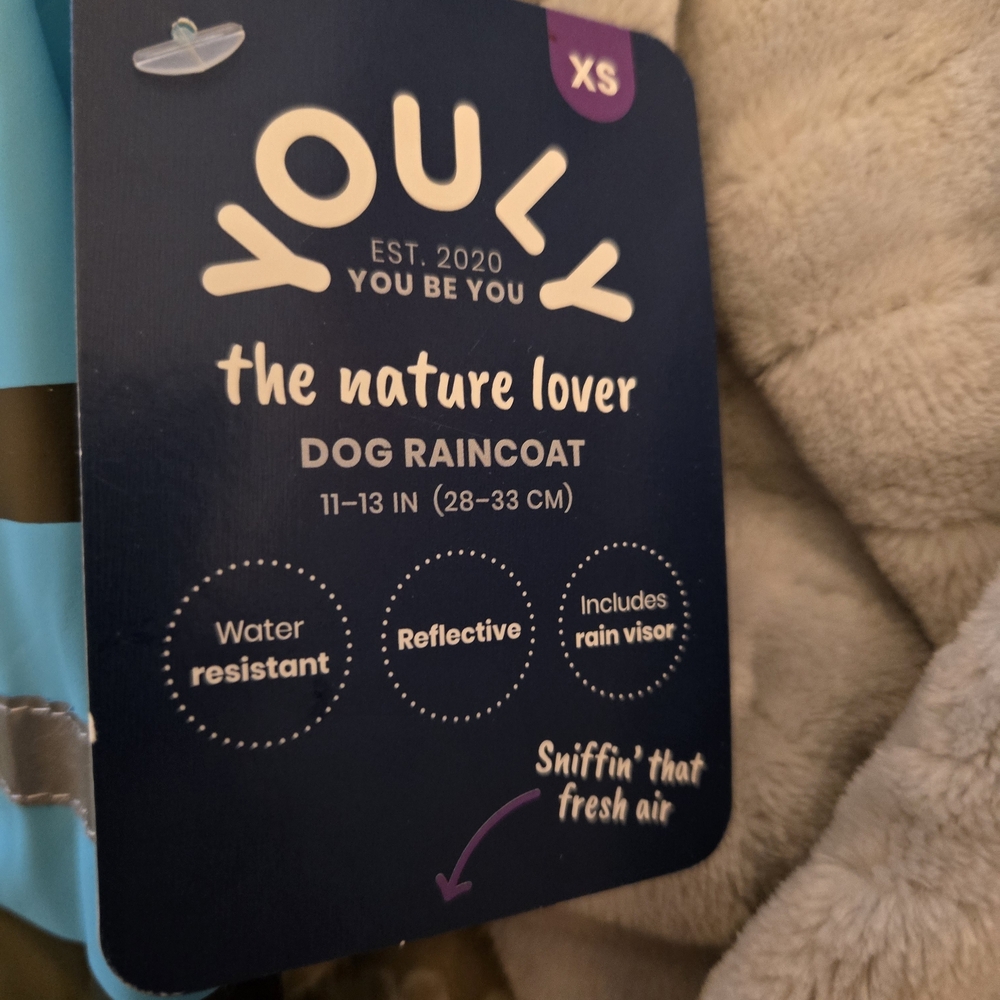 Blue Dog Raincoat with Black Stripes - Picture 3 of 4